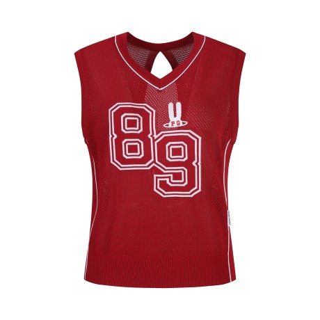 여성 백 오픈 메쉬 니트 베스트