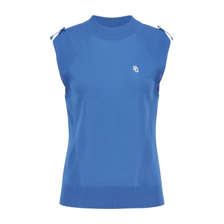 여성 숄더 트임 리본 니트 베스트