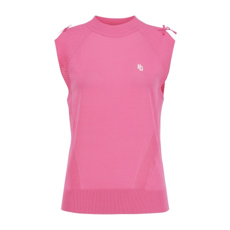 여성 숄더 트임 리본 니트 베스트