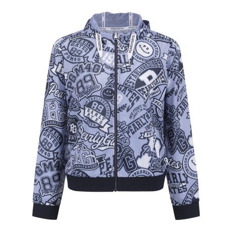 여성 스마일 로고 메쉬 집업 티셔츠