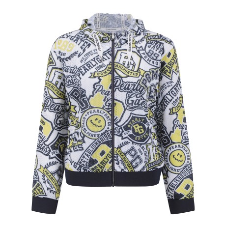 여성 스마일 로고 메쉬 집업 티셔츠