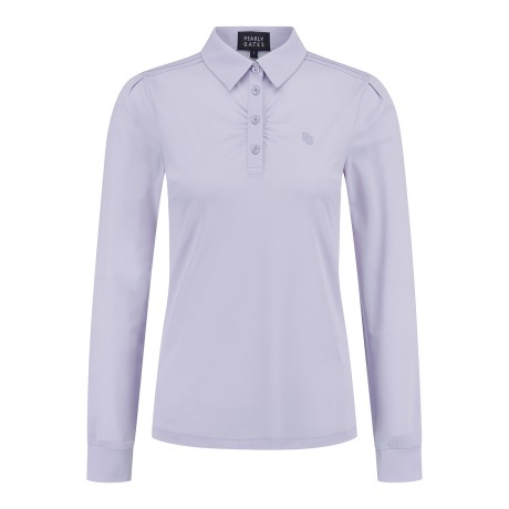 여성 프릴 솔리드 슬림핏 폴로 티셔츠