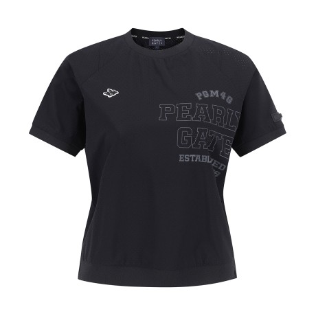 여성 스트링 타공 반팔 티셔츠