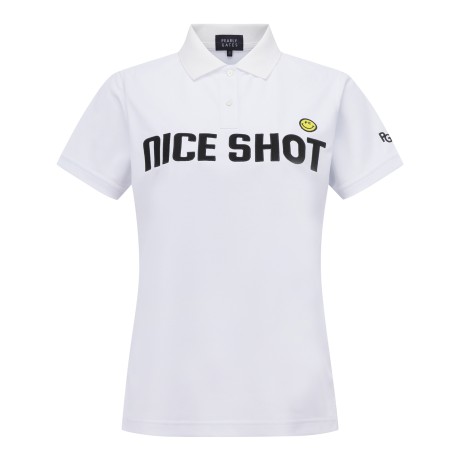 여성 스마일 투 버튼 피케 티셔츠