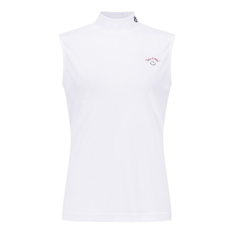 여성 스마일 백 프린팅 슬리브리스 티셔츠