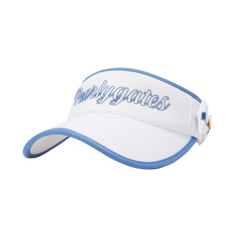 여성 엠보 로고 사이드 리본 썬바이저