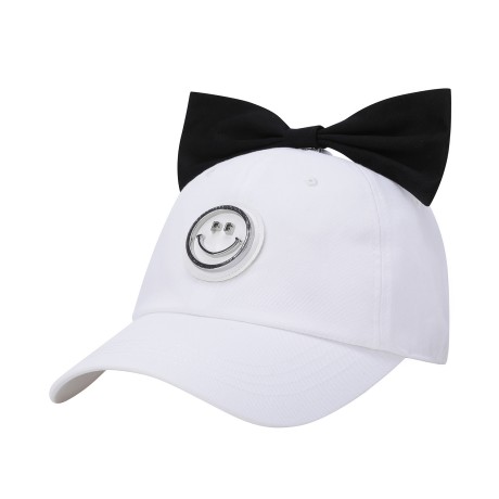 여성 스마일 메탈 심볼 리본 탈착 볼캡