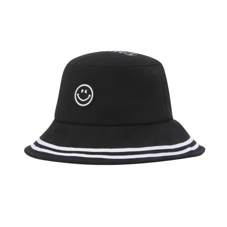 여성 스마일 배색 라인 오픈 버킷햇