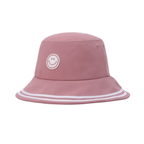 여성 스마일 배색 라인 오픈 버킷햇