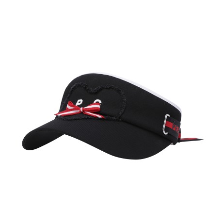 여성 프레이드 하트 리본 탈착 썬바이저