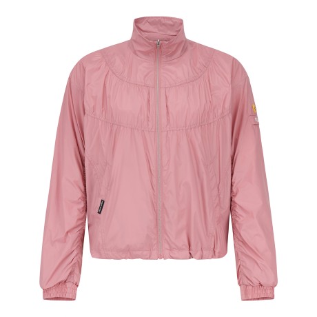 여성 스마일 패치 셔링 점퍼