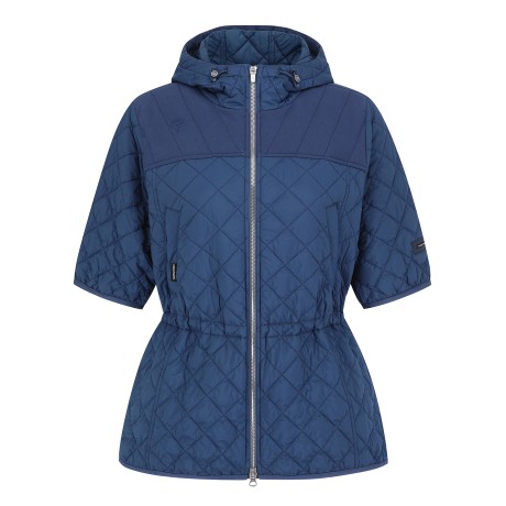 여성 스트링 반팔 패딩 후드 집업 점퍼