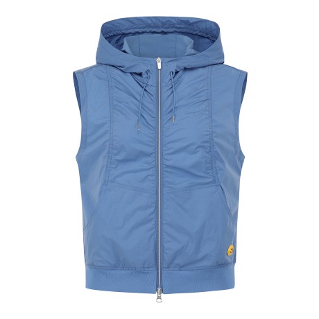 여성 백 메쉬 셔링 절개선 후드 베스트