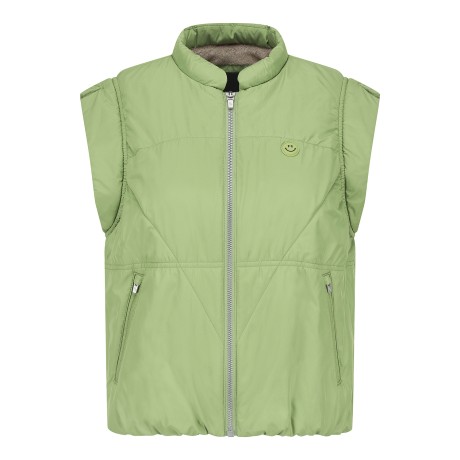 여성 스마일 패치 기모 패딩 베스트