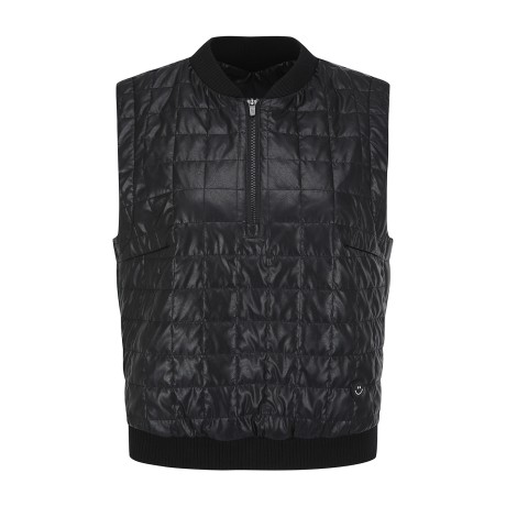 여성 페이크 레더 퀼팅 패딩 베스트