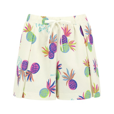 여성 파인애플 패턴 밴딩 와이드 쇼츠