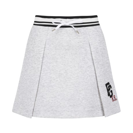 여성 로고 패치 배색 라인 스커트