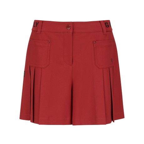 여성 사이드 로고 밴딩 플리츠 와이드 쇼츠