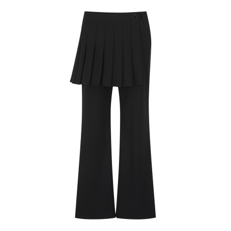 여성 탈착 플리츠 레이어드 부츠컷 팬츠