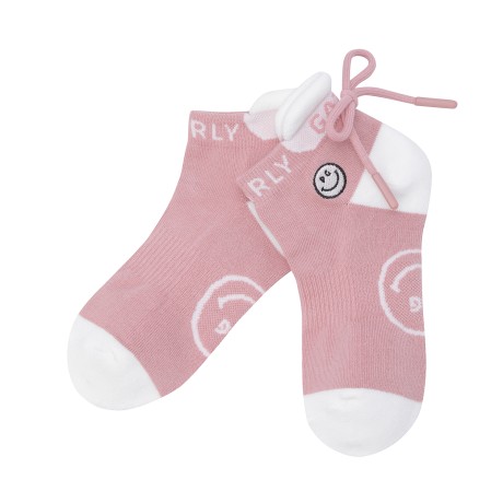 여성 스마일 백 리본 컬러 블록 단목 양말