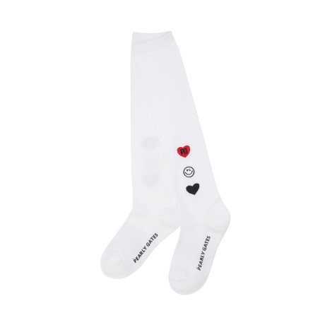 여성 스마일 하트 로고 니삭스