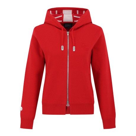 여성 스마일 더블페이스 후드 집업 가디건