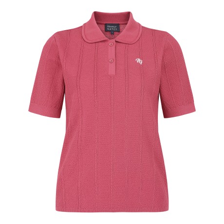 여성 펀칭 스트라이프 반팔 니트