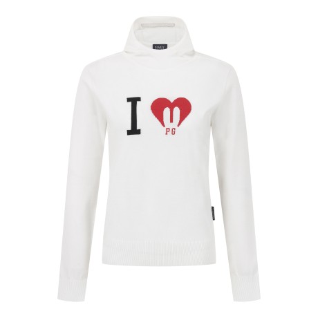 여성 자카드 심볼 후드 긴팔 니트