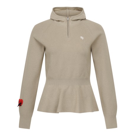 여성 하프 집업 후드 페플럼 니트