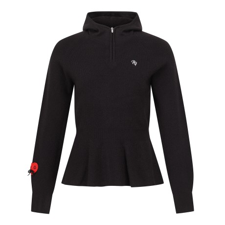 여성 하프 집업 후드 페플럼 니트