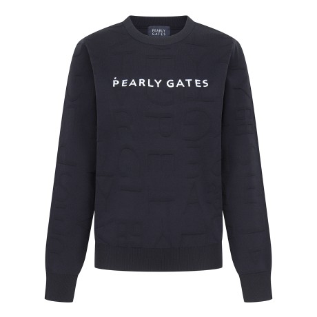 여성 사이드 메쉬 짜임 로고 패턴 니트