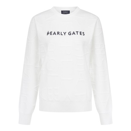 여성 사이드 메쉬 짜임 로고 패턴 니트