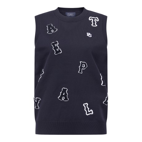 여성 부클 알파벳 슬리브리스 니트