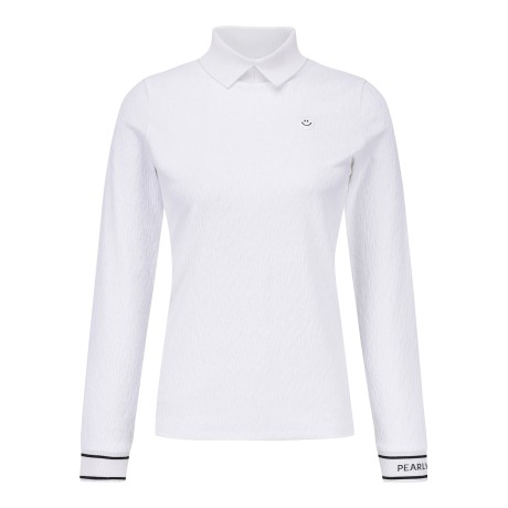 여성 스마일 패치 링클 엠보 칼라 티셔츠