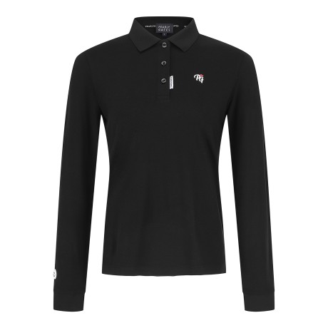 여성 스마일 솔리드 카라 긴팔 티셔츠