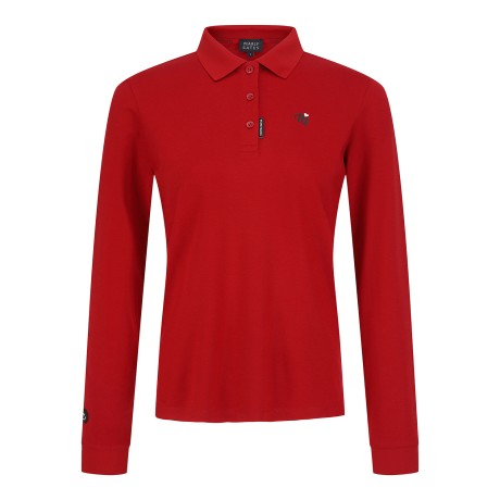 여성 스마일 솔리드 카라 긴팔 티셔츠