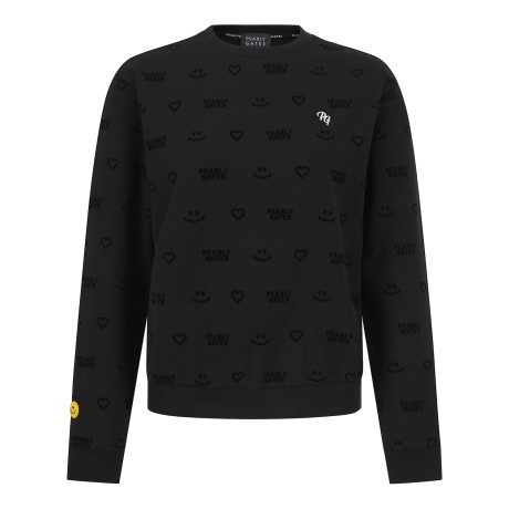 여성 스마일 엠보 패턴 긴팔 티셔츠