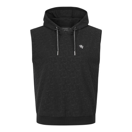 여성 테리 로고 하트 후드 슬리브리스 탑