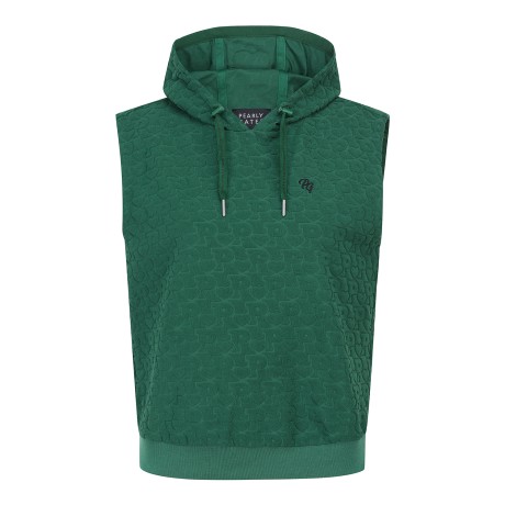 여성 테리 로고 하트 후드 슬리브리스 탑