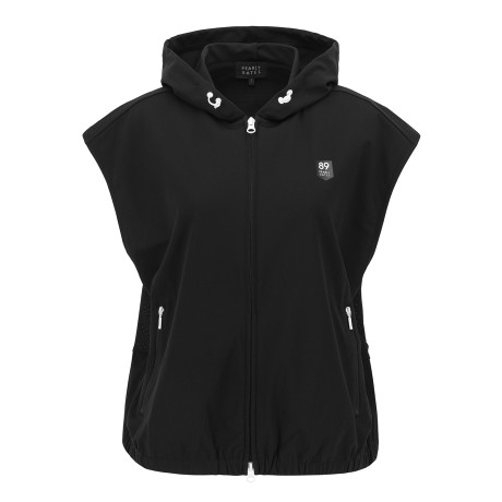 여성 프린팅 백 메쉬 후드 집업 베스트