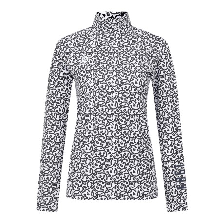 여성 로고 패턴 스트레치 하이넥 티셔츠