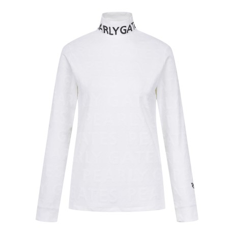 여성 사선 엠보 로고 하이넥 티셔츠