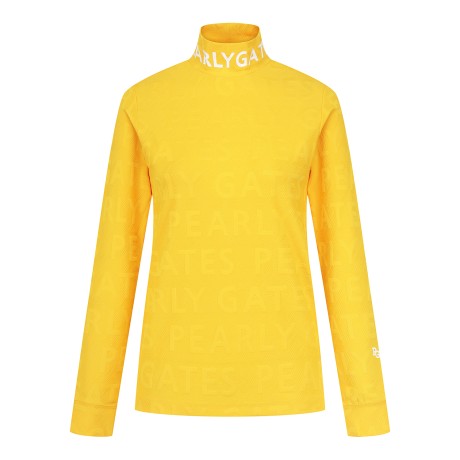 여성 사선 엠보 로고 하이넥 티셔츠