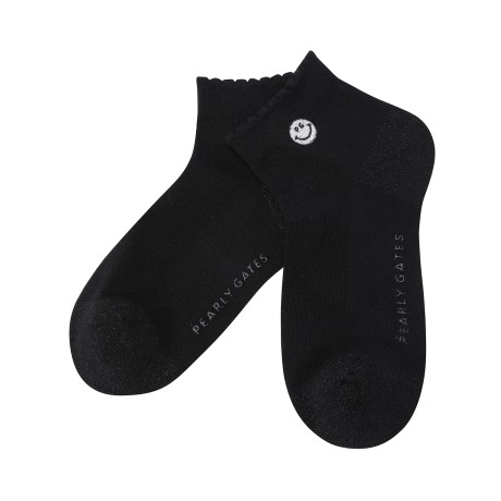 여성 스마일 자수 글리터 프릴 단목 양말