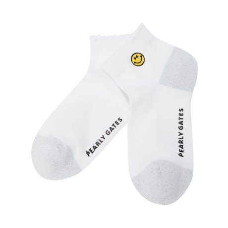 여성 스마일 자수 글리터 프릴 단목 양말