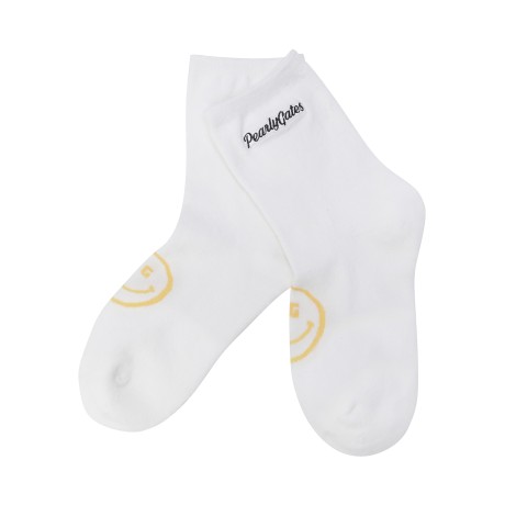 여성 스마일 로고 자수 장목 양말