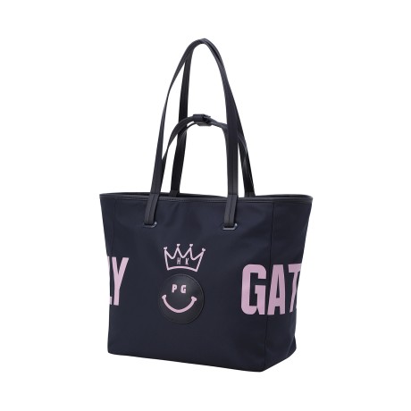 여성 스마일 패치 크라운 프린팅 토트백