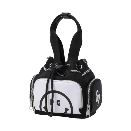 여성 배색 스마일 포켓 버킷백