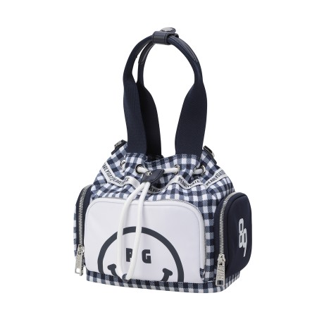 여성 배색 스마일 포켓 버킷백