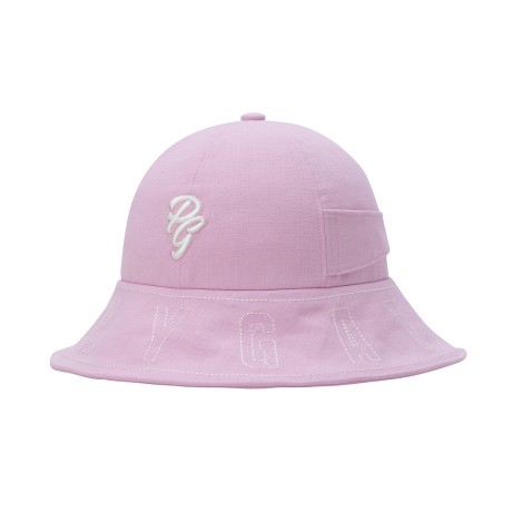 여성 배색 스티치 로고 벨티드 버킷 썬바이저